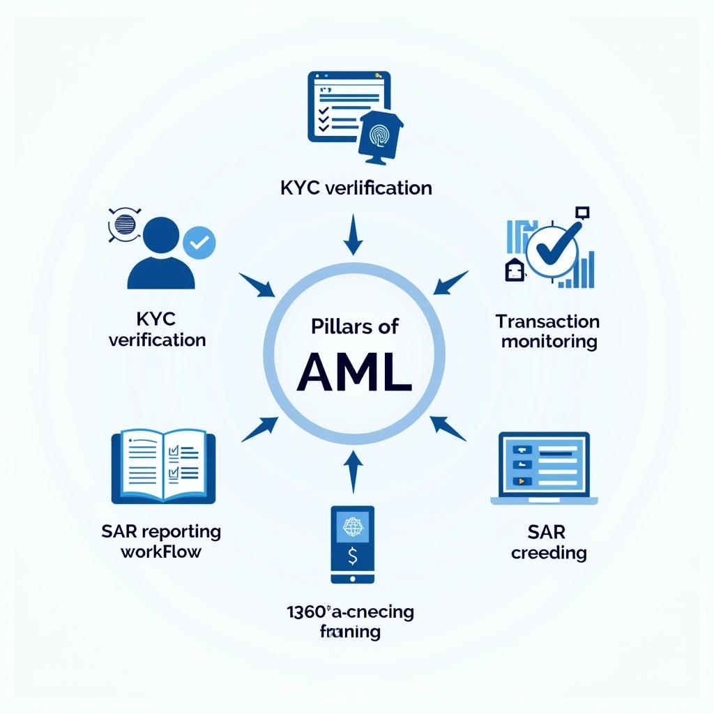 Hệ thống chống rửa tiền AML 5 trụ cột: KYC, Transaction Monitoring, SAR, Compliance, Sanction Screening
