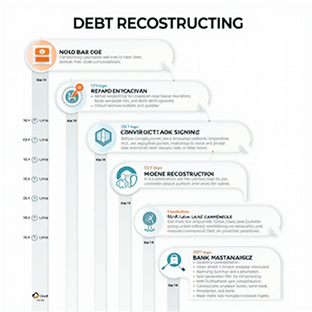 Sơ đồ quy trình 5 bước tái cơ cấu nợ từ gửi đơn đến giám sát thực hiện