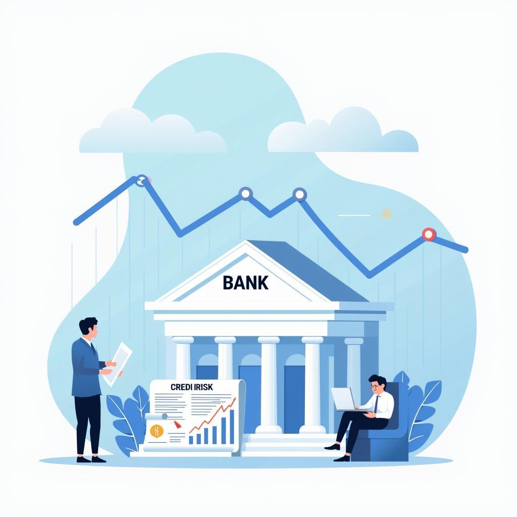 Minh họa rủi ro tín dụng trong hoạt động cho vay ngân hàng với biểu đồ phân tích các yếu tố tài chính